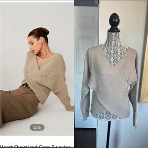 NWT Cross Front Knit Sweater. Oatmeal. Small/Medium